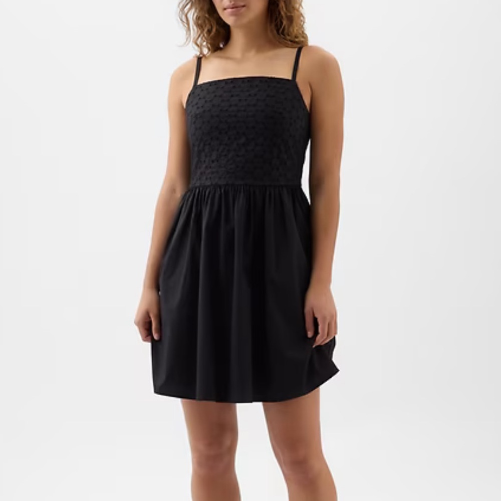NWT gap black eyelet mini dress xl